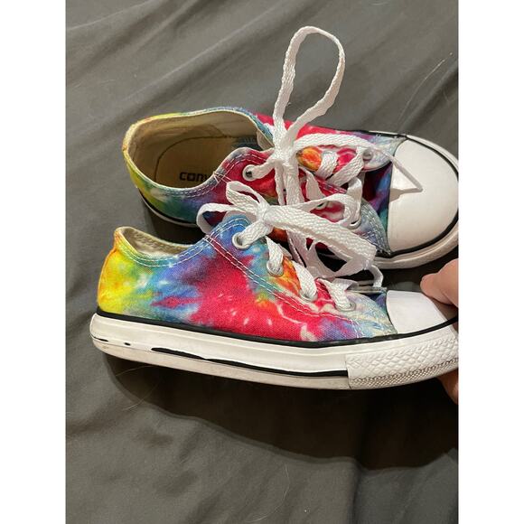 Converse Allstar Tie SZ 9 Toddler Low Top Sneaker Rainbow Tie Dye Kidcore Hippie - Picture 4 of 6